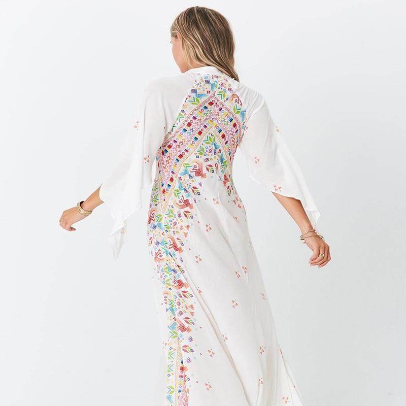 kimono ethnic flare sleeve dress