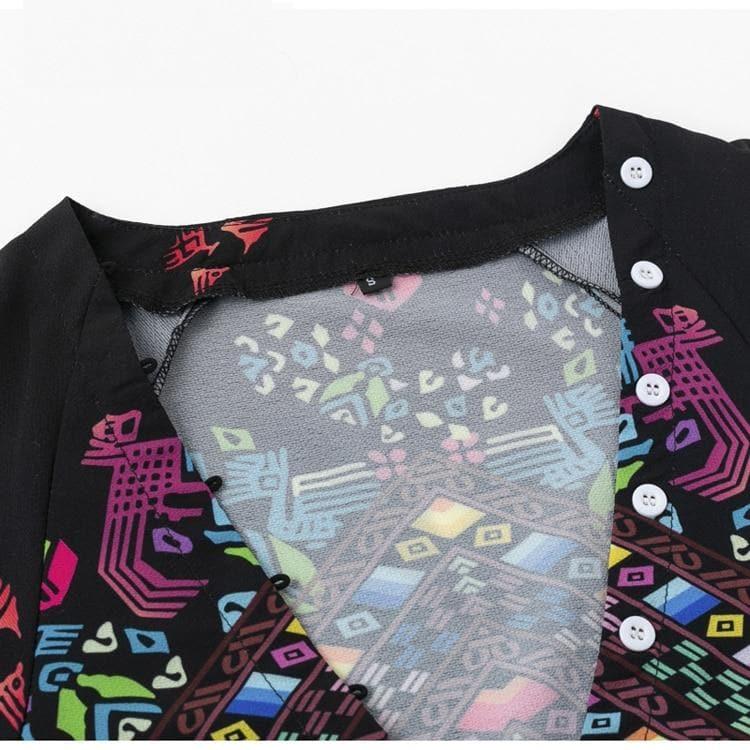 kimono ethnic flare sleeve dress
