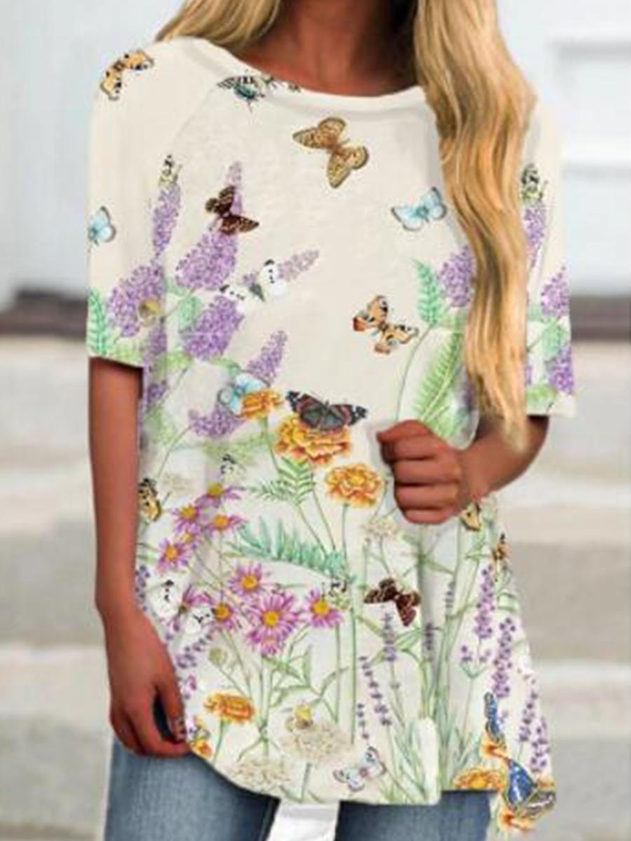 Casual Butterfly Print T-shirt