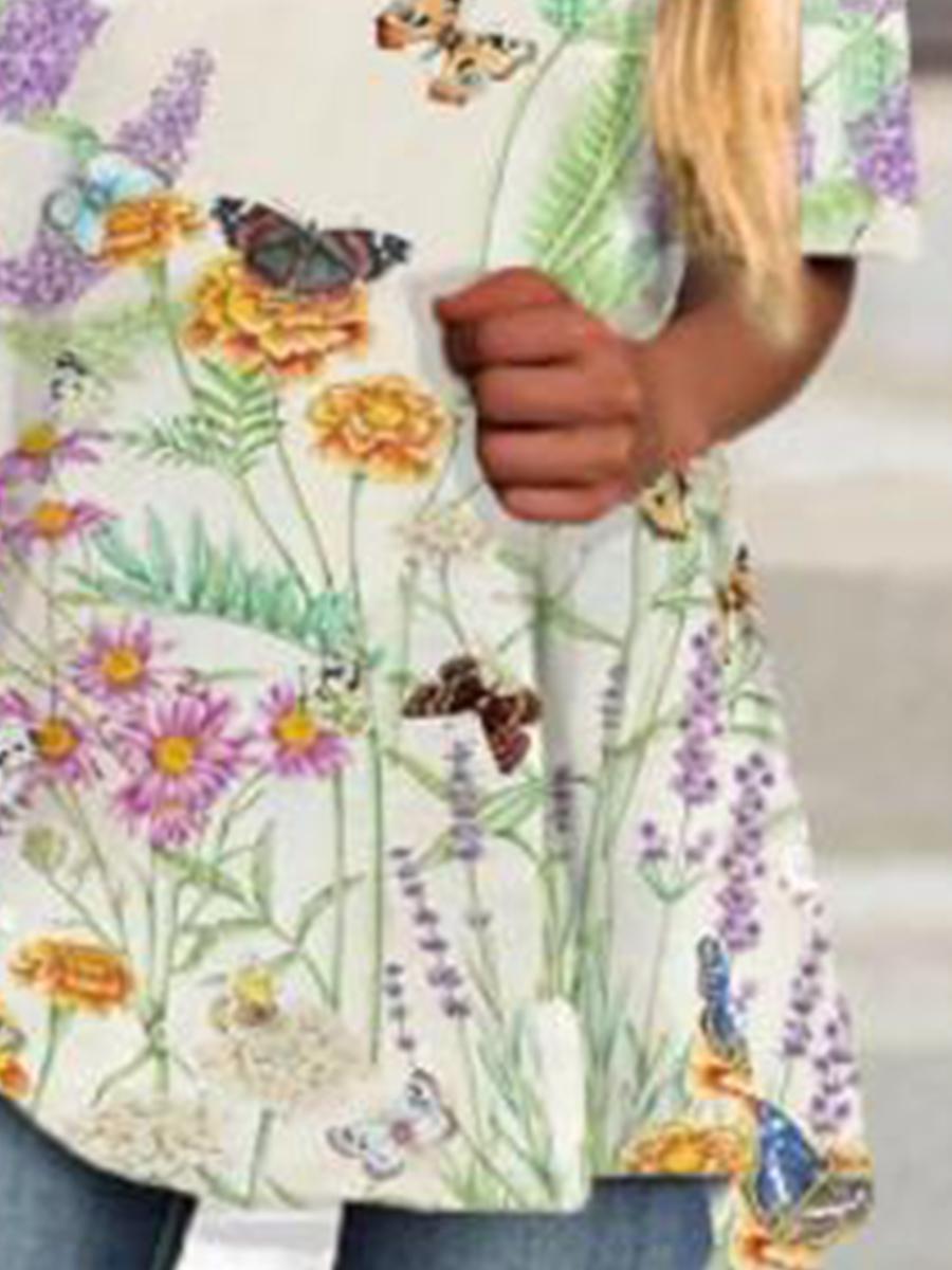 Casual Butterfly Print T-shirt