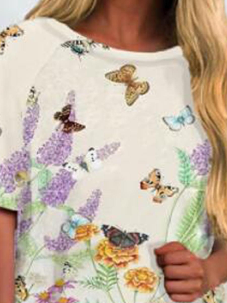 Casual Butterfly Print T-shirt