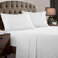 Mellanni Queen Sheet Set - 4 PC Iconic Collection Bedding Sheets &amp; Pillowcases - Hotel Luxury, Extra Soft, Cooling Bed Sheets - Deep Pocket up to 16" - Wrinkle, Fade, Stain Resistant (Queen, White)