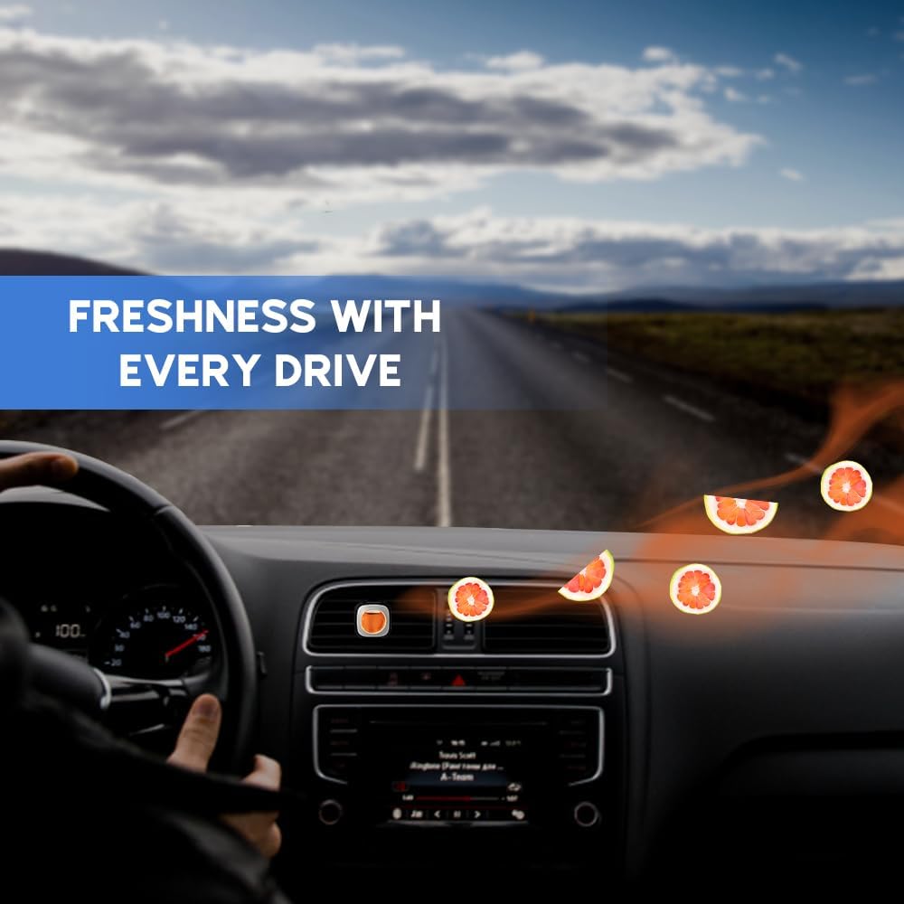 Air Jungles Eleu Pomelo Scent Car Air Freshener Clip, 6 Car Freshener Vent Clips, 4ml Each, Long Lasting Air Freshener for Car, Up to 180 Days Car Refresher Odor Eliminator