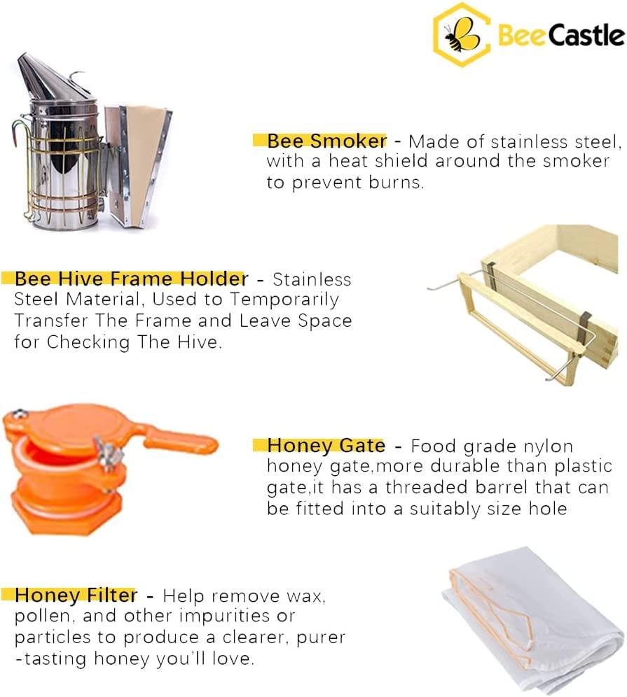 10-Frame Bee Hives and Supplies Starter Kit,Beehive Kit Dipped in Beeswax,Bee Keeping Supplies-All Beginners Kit Includes Beekeeping Supplies Tool Set and Bee Suit.