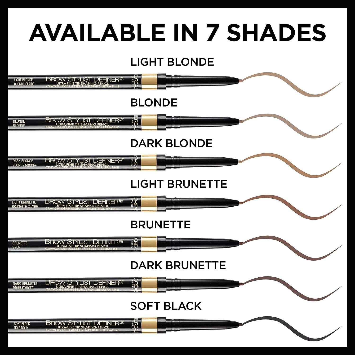 L’Oréal Paris Makeup Brow Stylist Definer Waterproof Eyebrow Pencil, Ultra-Fine Mechanical Pencil, Draws Tiny Brow Hairs and Fills in Sparse Areas and Gaps, Dark Brunette, 0.11 Ounce (Pack of 2)