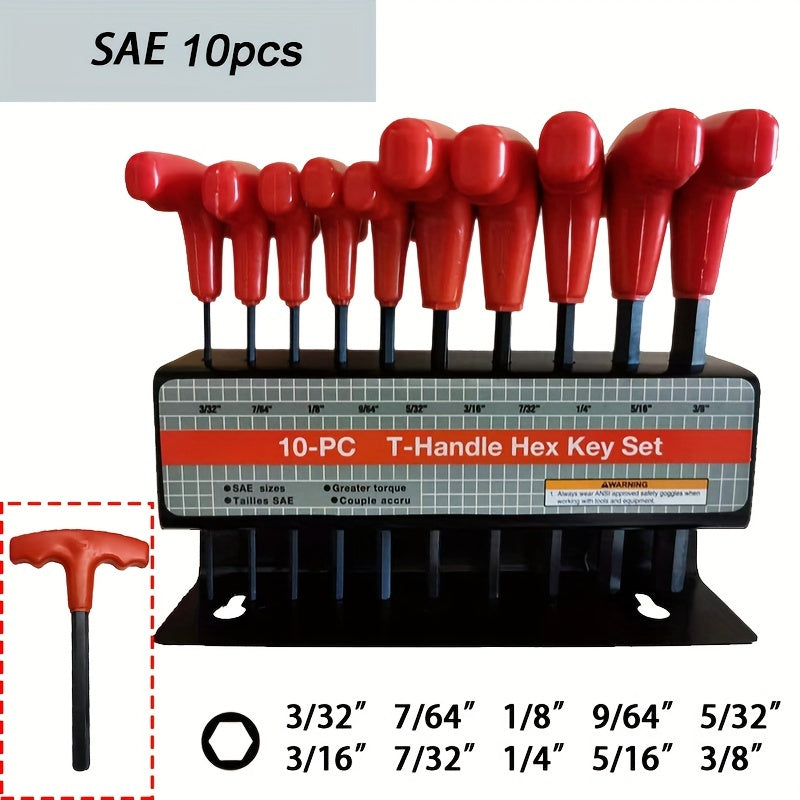 T Handle Hex Key Set Metric And Or SAE 10 To 20pcs Allen Allan Keys T Bar Wrench With Stand