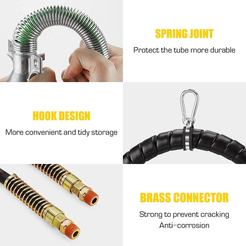 Autsurles 12ft 3 in 1 Trailer Air Line Hose Wrap Assembly with Handle Grip 7 Way Electrical Cable ABS & Power Air Line for Semi Truck Trailer Tractor
