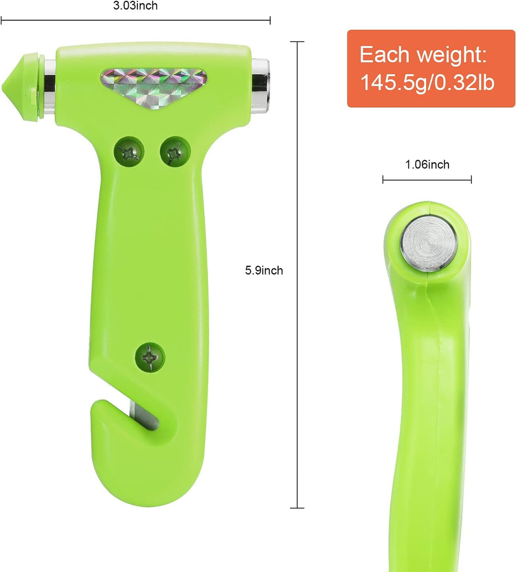 THINKWORK 6-in-1 Car Safety Hammer (Glow-in-Dark), Emergency Escape Tool with Window Breaker and Seat Belt Cutter for First Responders and Roadside Safety Kits, Life-Saving Hammer Gift for Family