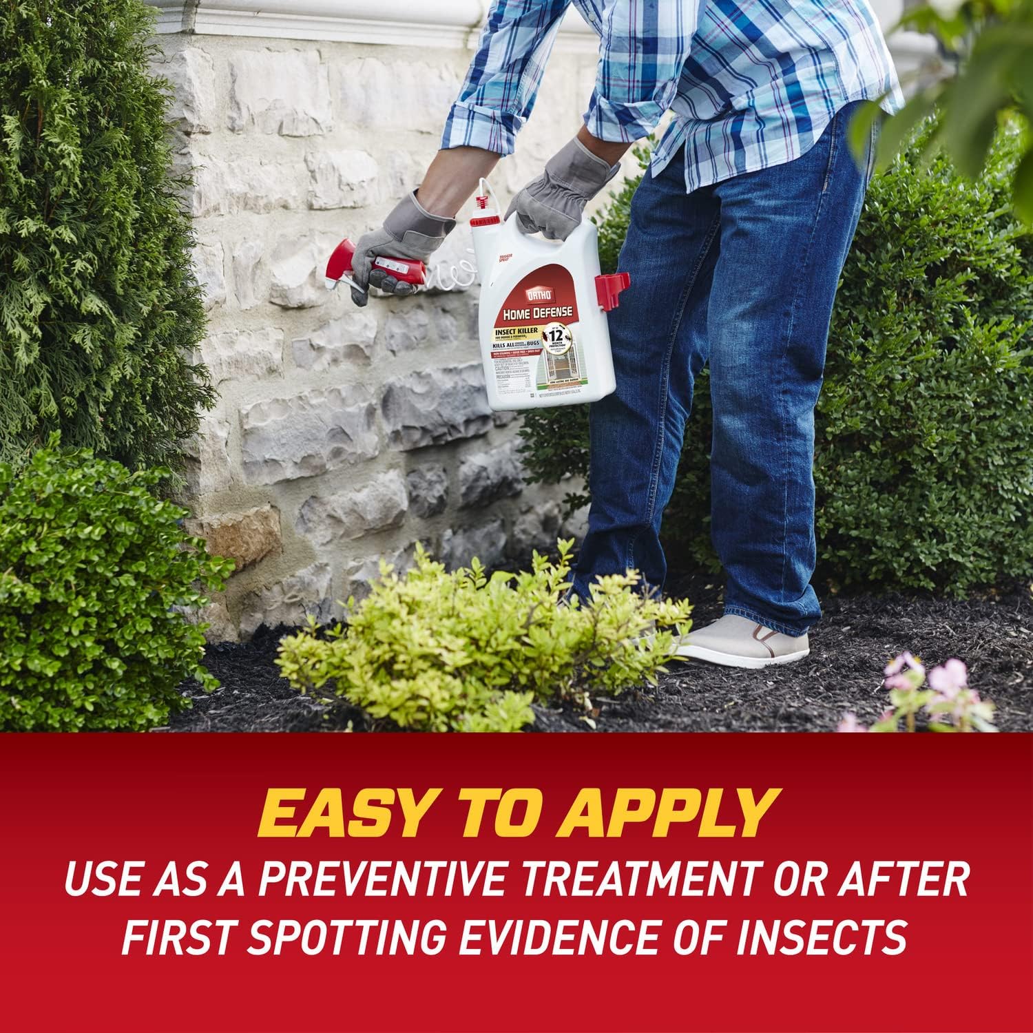 Ortho Home Defense Insect Killer for Indoor &amp; Perimeter2 Ready-To-Use - With Trigger Sprayer, Long-Lasting Control, Kills Ants, Cockroaches, Spiders, Fleas &amp; Ticks, Non-Staining, Odor Free, 1 gal.