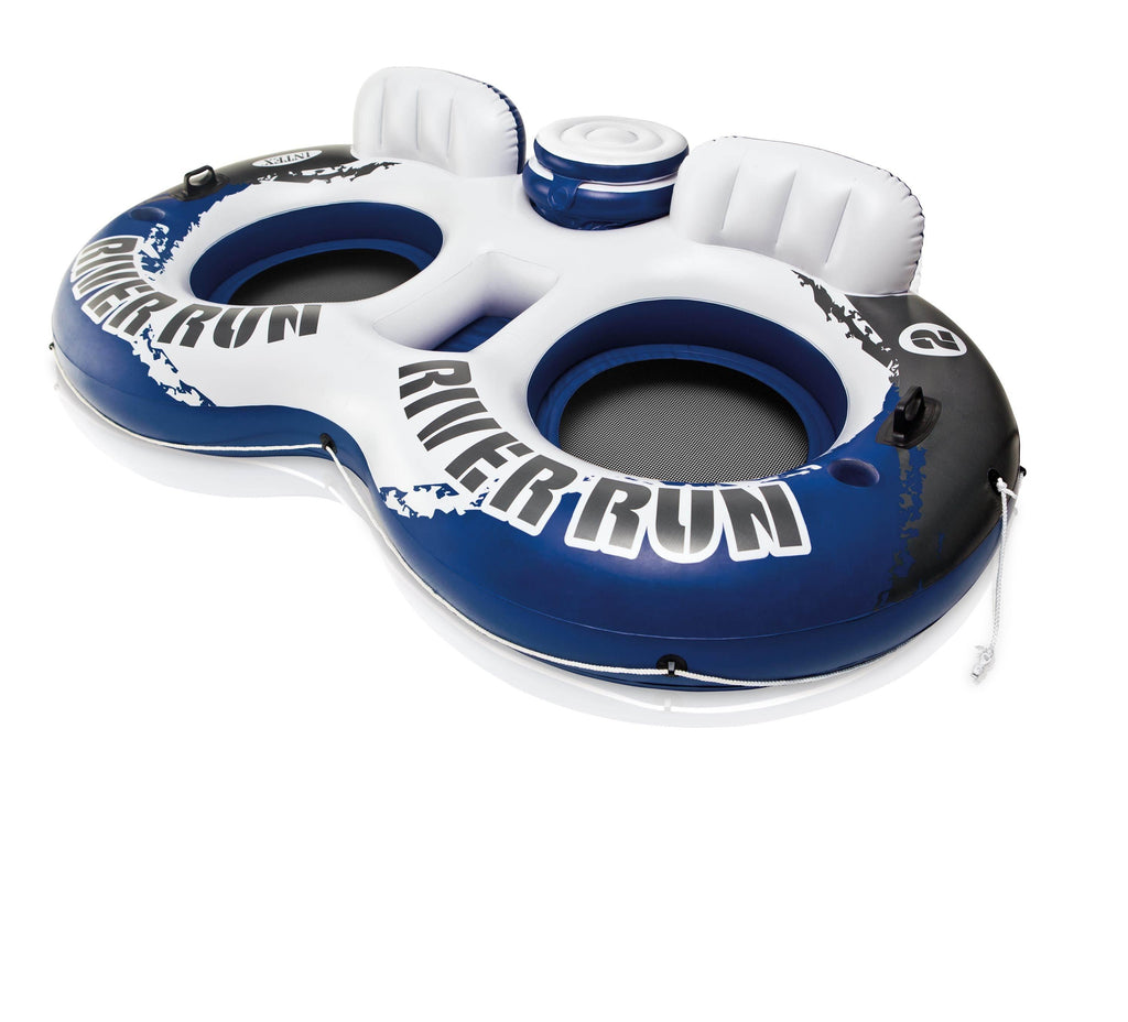 River Run Connect Inflatable Water Raft (4 Pack) + 2 Person Cooler Tube