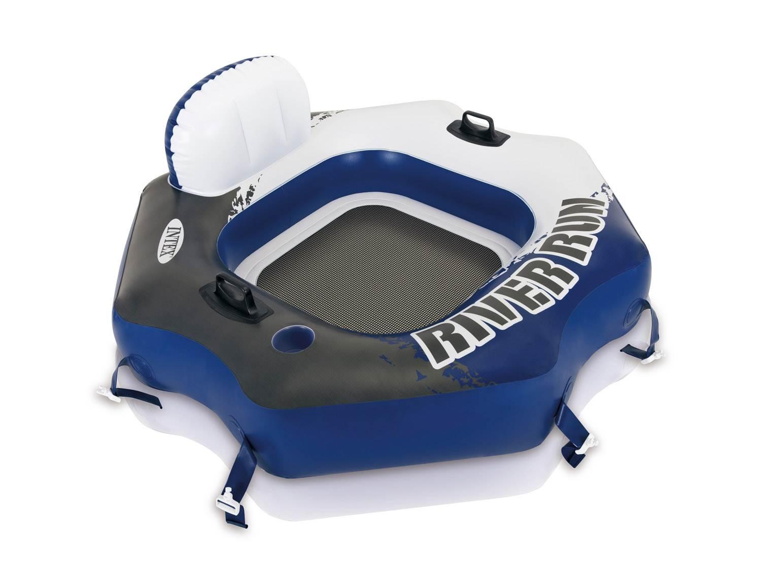 River Run Connect Inflatable Water Raft (4 Pack) + 2 Person Cooler Tube