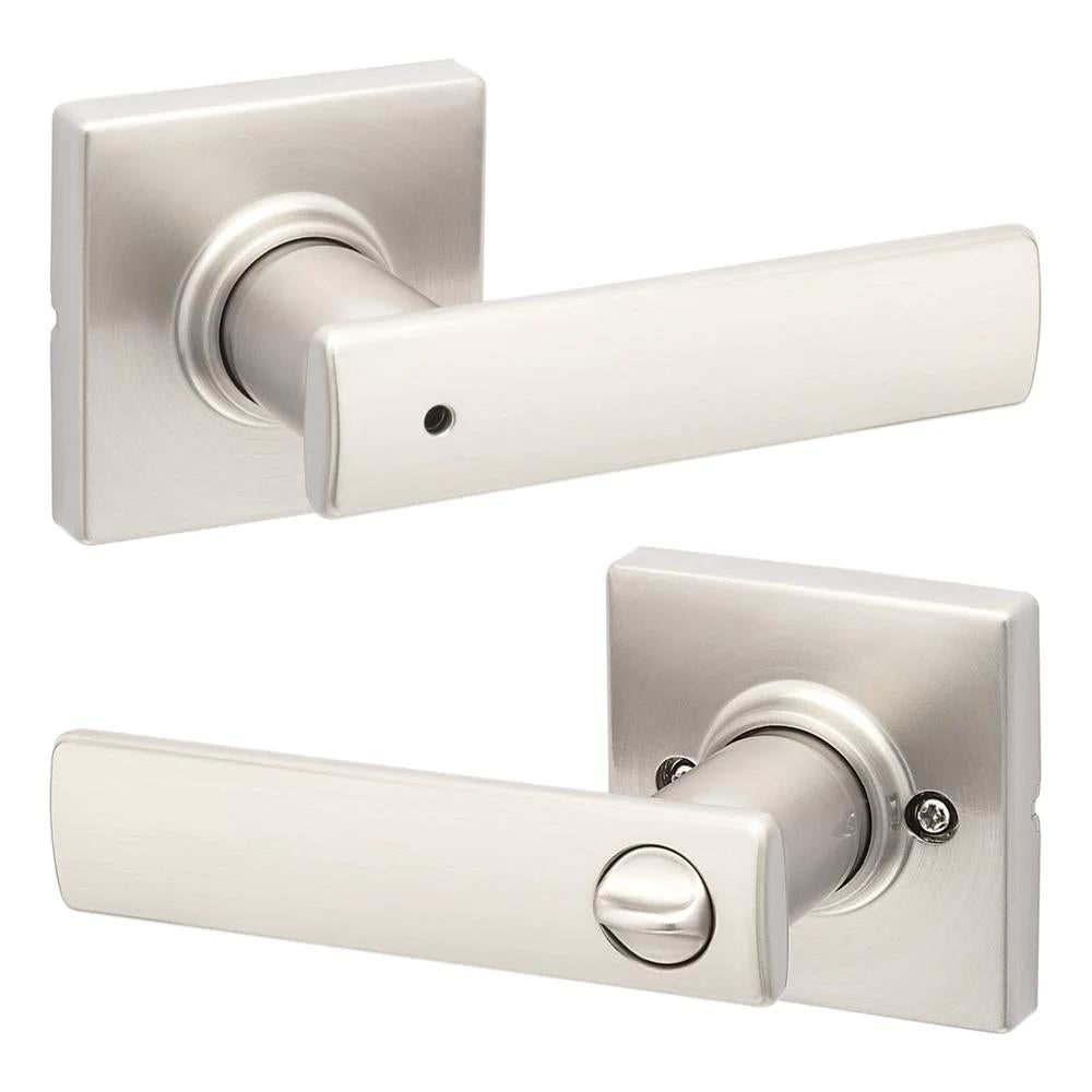 BrSquare Satin Nickel Bed/Bath Door Lever Featuring Microban