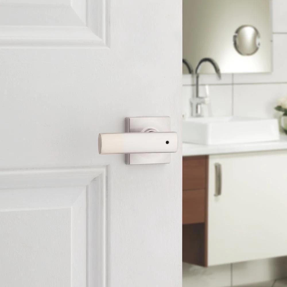 BrSquare Satin Nickel Bed/Bath Door Lever Featuring Microban