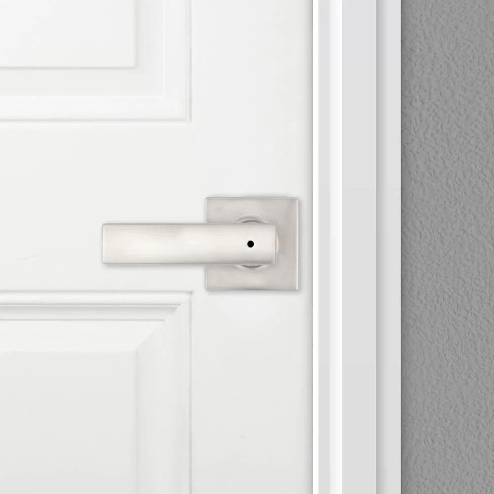 BrSquare Satin Nickel Bed/Bath Door Lever Featuring Microban