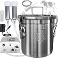 Hantop 12L Cow MilMachine, Portable Plug-in Pulsating Vacuum Pump, Food Grade 304  Steel Milk Bucket with Auto Stop Check Valve and Teats Cups Cow Milker Machine (Classic Model)