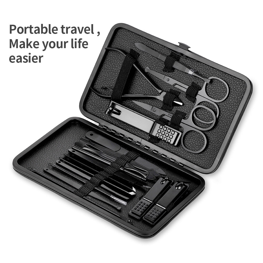 Classic Black Manicure Set Hand Feet Facial  Steel Accessories, 5 Choices