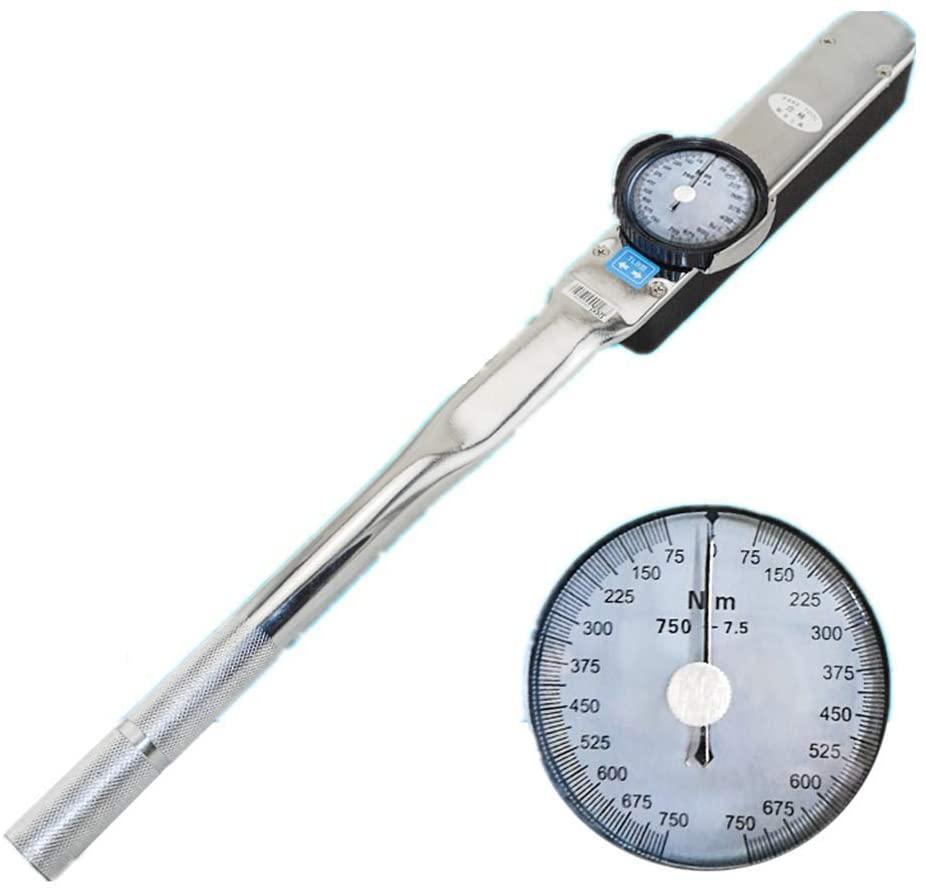 MXBAOHENG Drive Dial Torque Wrenches 3/4" Indicator Torquemeter Indicating Torque Tools with High Precision 1327in.lbs-6637in.lbs (150-750Nm)