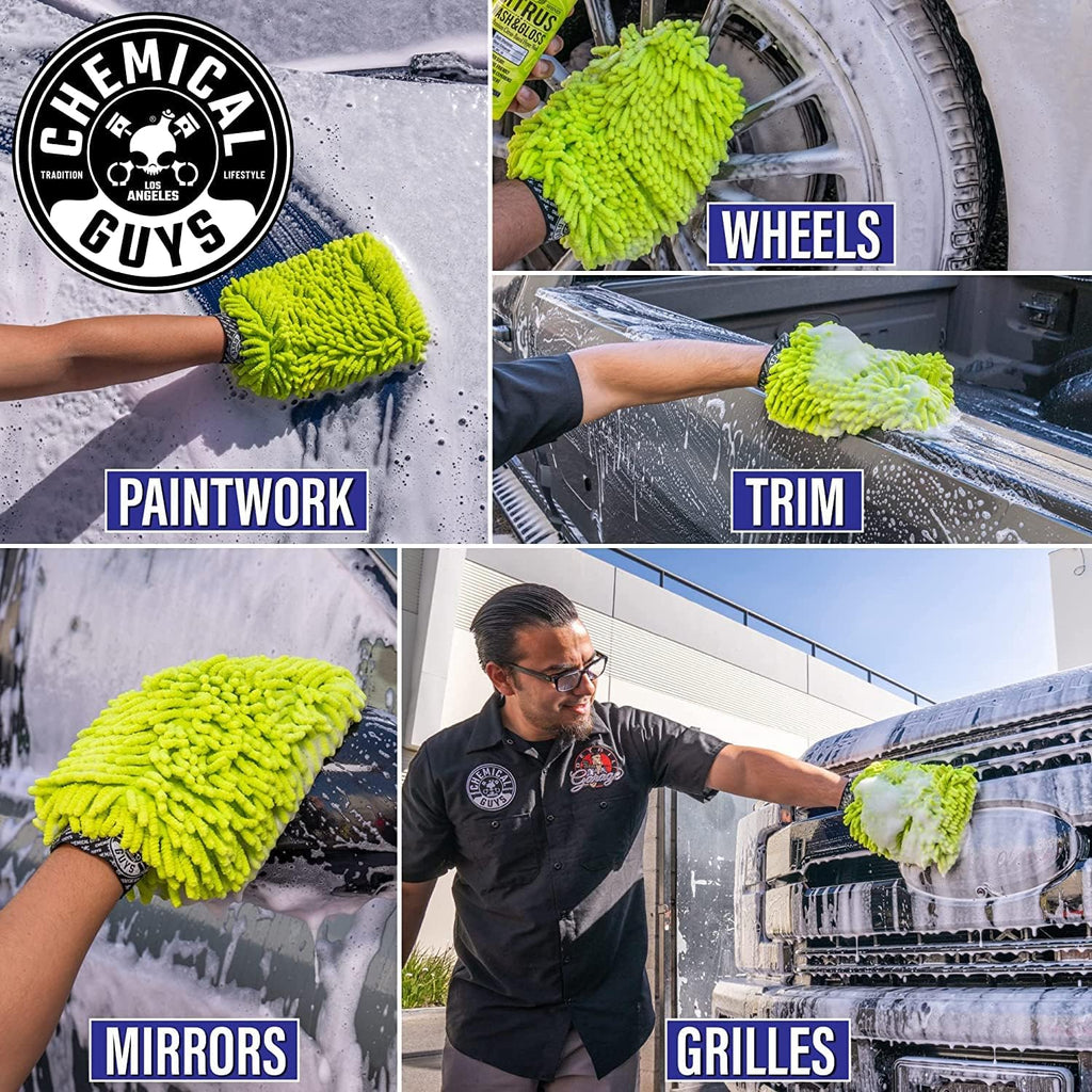 Chemical Guys CWS_402M Car Wash Starter Bundle – Mr. Pink Foaming Car Wash Soap, 128 oz fl oz (1 Gallon) with Green Chenille Wash Mitt (2 Items) Works on Cars, Trucks, SUVs, Jeeps, RVs &amp; More