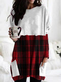 Casual Plaid Print Crew Neck Long Sleeves T-shirt