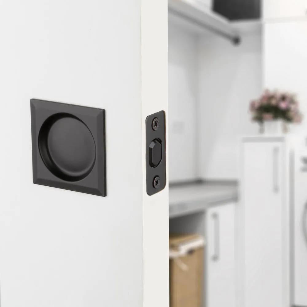 Matte Black Square Hall/Closet Pocket Door Lock