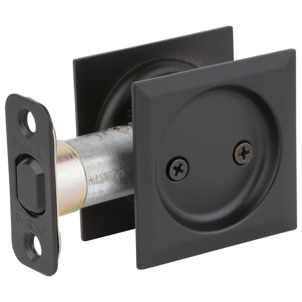 Matte Black Square Hall/Closet Pocket Door Lock