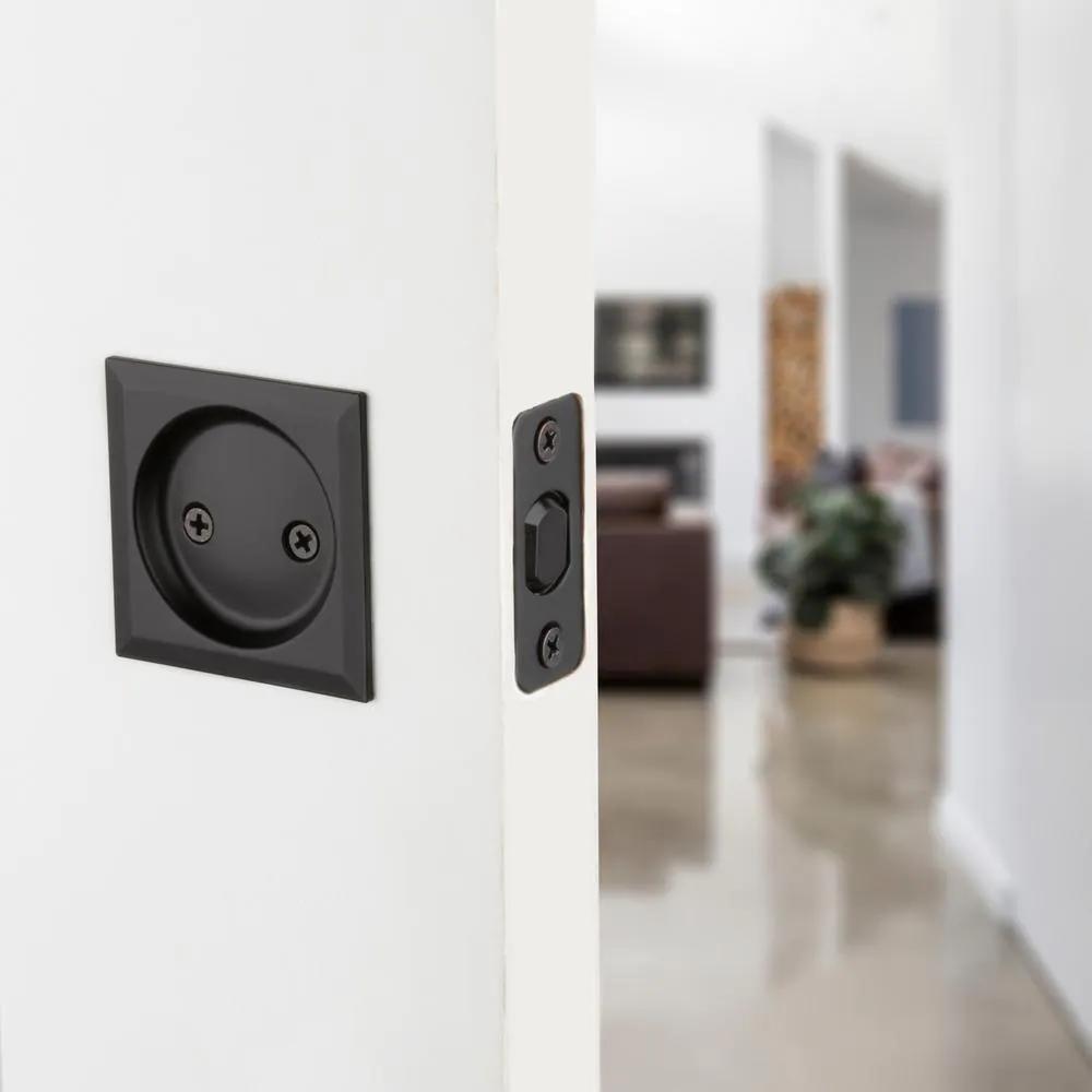 Matte Black Square Hall/Closet Pocket Door Lock