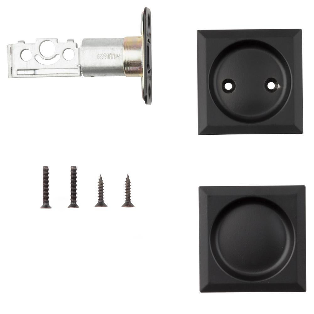 Matte Black Square Hall/Closet Pocket Door Lock
