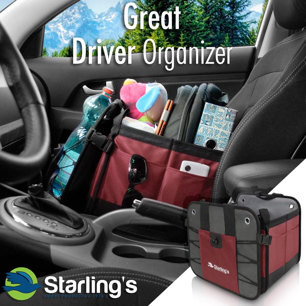 Starling's Car Trunk Organizer - Durable Storage SUV Cargo Organizer Adjustable, Bordeaux