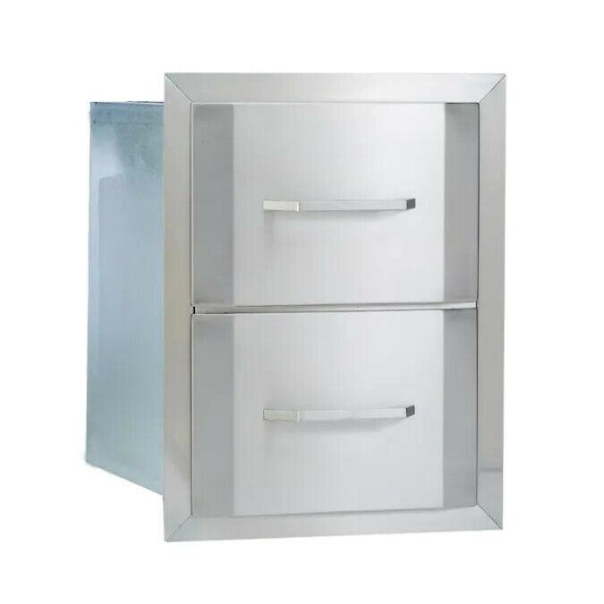 Barbecue BBQ Grill Double Drawer  Steel Outdoor Kitchen Storage