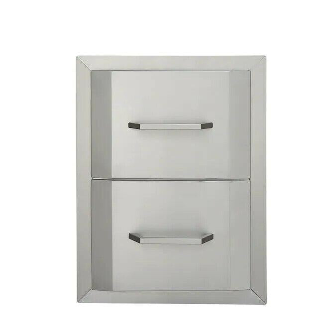 Barbecue BBQ Grill Double Drawer  Steel Outdoor Kitchen Storage