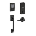 Century Matte Black Sense Smart Door Lock with Latitude Lever Door Handleset