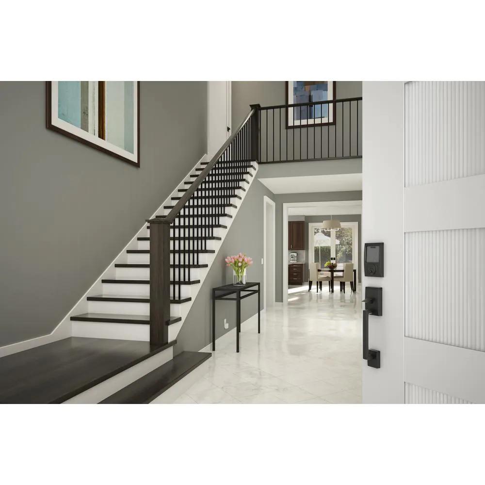 Century Matte Black Sense Smart Door Lock with Latitude Lever Door Handleset