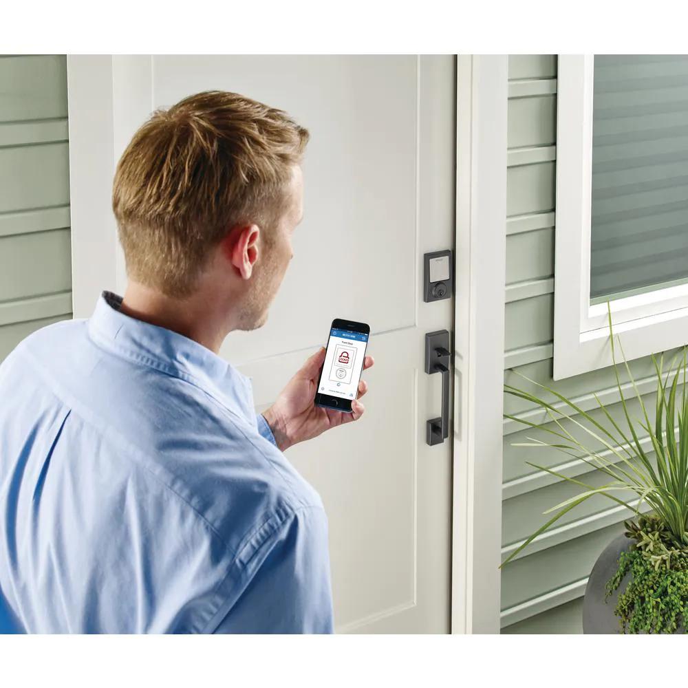 Century Matte Black Sense Smart Door Lock with Latitude Lever Door Handleset