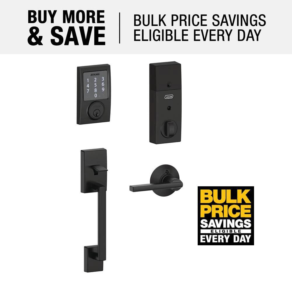 Century Matte Black Sense Smart Door Lock with Latitude Lever Door Handleset