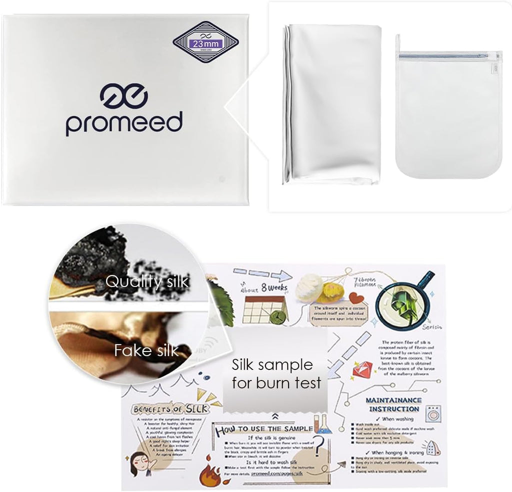 PROMEED 22 Momme Silk White Duvet Cover King, Highest Grade 6A Mulberry Silk Bedding Comforter/Quilt Cover with Zipper (White, King)