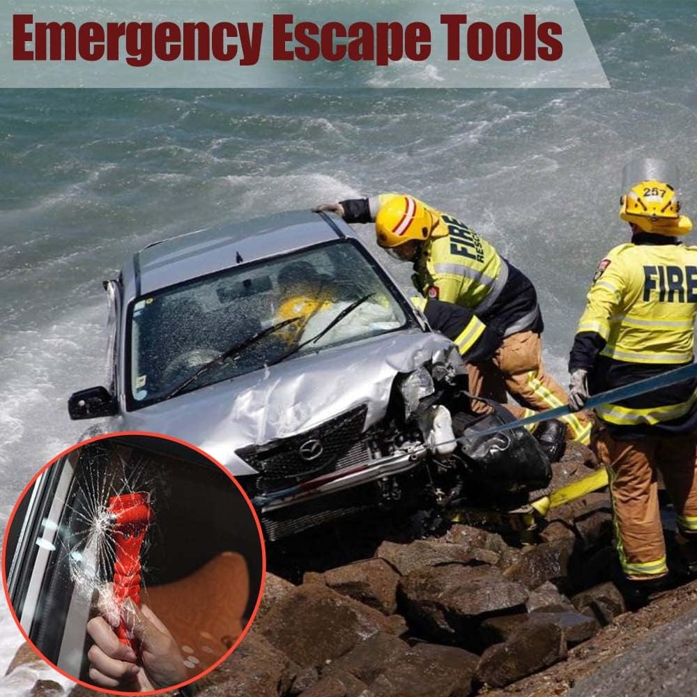 Car Safety Hammer Set of 2 Emergency Escape Tool Auto Car Window Glass Hammer Breaker and Seat Belt Cutter Escape 2-in-1 for Family Rescue &amp; Auto Emergency Escape Tools
