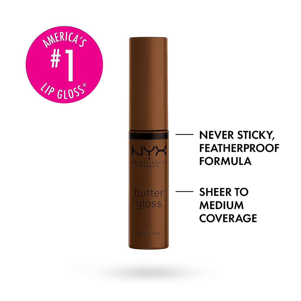 NYX PROFESSIONAL MAKEUP Butter Gloss Brown Sugar, Non-Sticky Lip Gloss - Caramelt (Medium Brown)