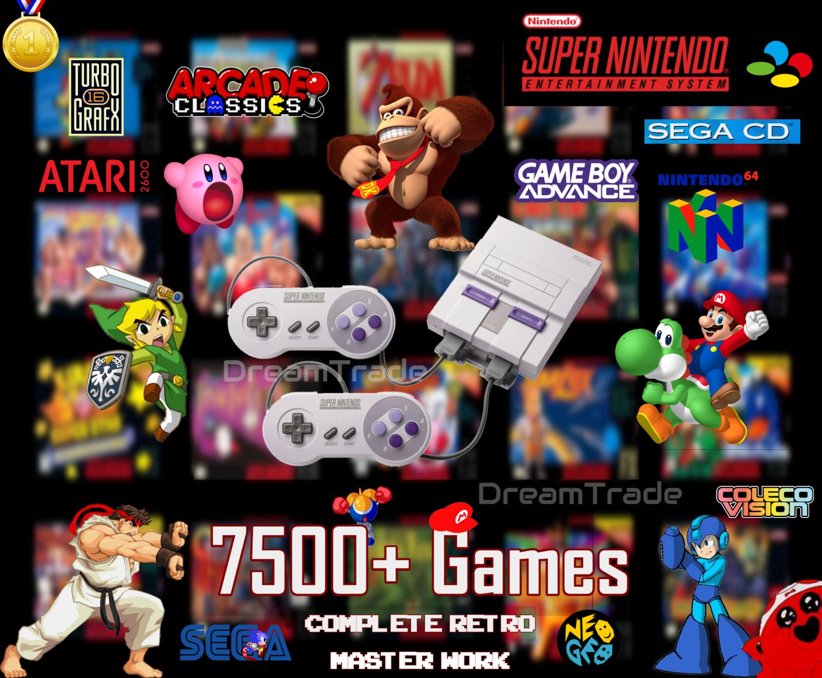 Super  SNES Classic Retro Gaming Console 7500 Games - 25+ Consoles