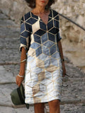 Gradient Cube Print Dress