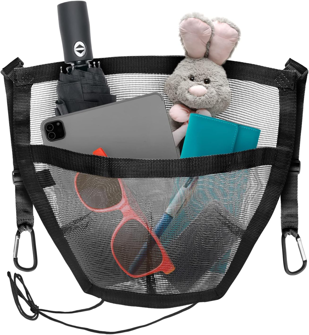 Car Cache Purse Holder for Car - Net Pocket Organizer for Handbag Storage Between Seats - Dog Car Barrier - Car Accessories for Women and Men - Black