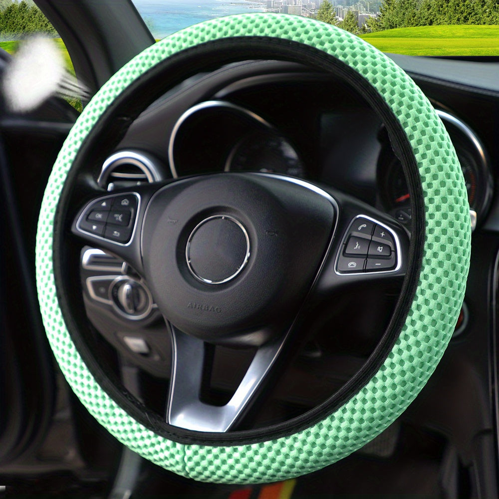 Three-dimensional Mesh Breathable Sweat-absorbing Comfortable Non-slip Car Steering Wheel Cover, Without Inner Ring Suitable For 14.57-14.96inch Auto Parts