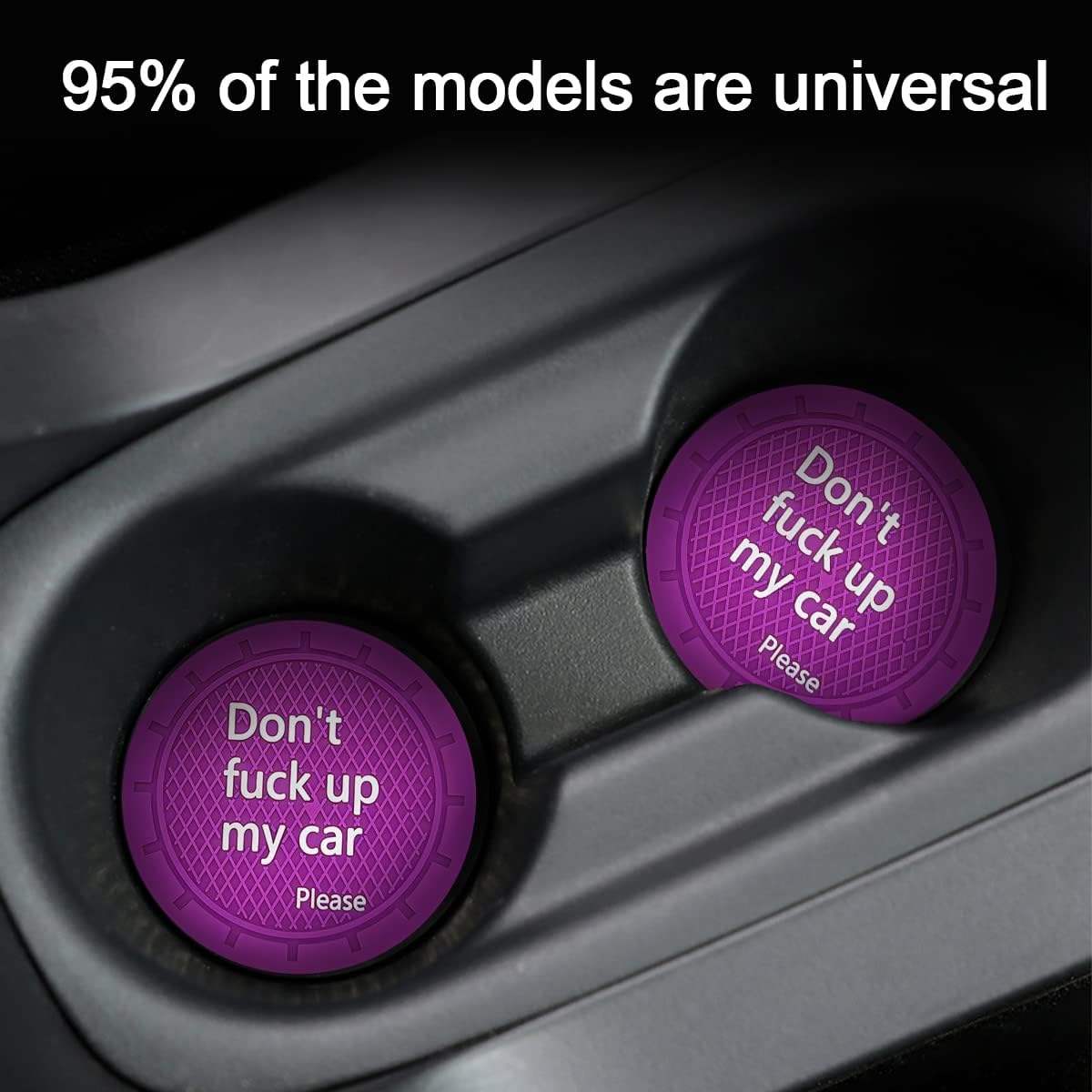 8sanlione Car Cup Coaster, 4Pcs 2.75 Inch Auto Cup Holder Insert Coasters, Anti-Slip Waterproof Embedded Drink Mat, Automotive Interior Accessories for Men and Women (D Purple/4PCS)