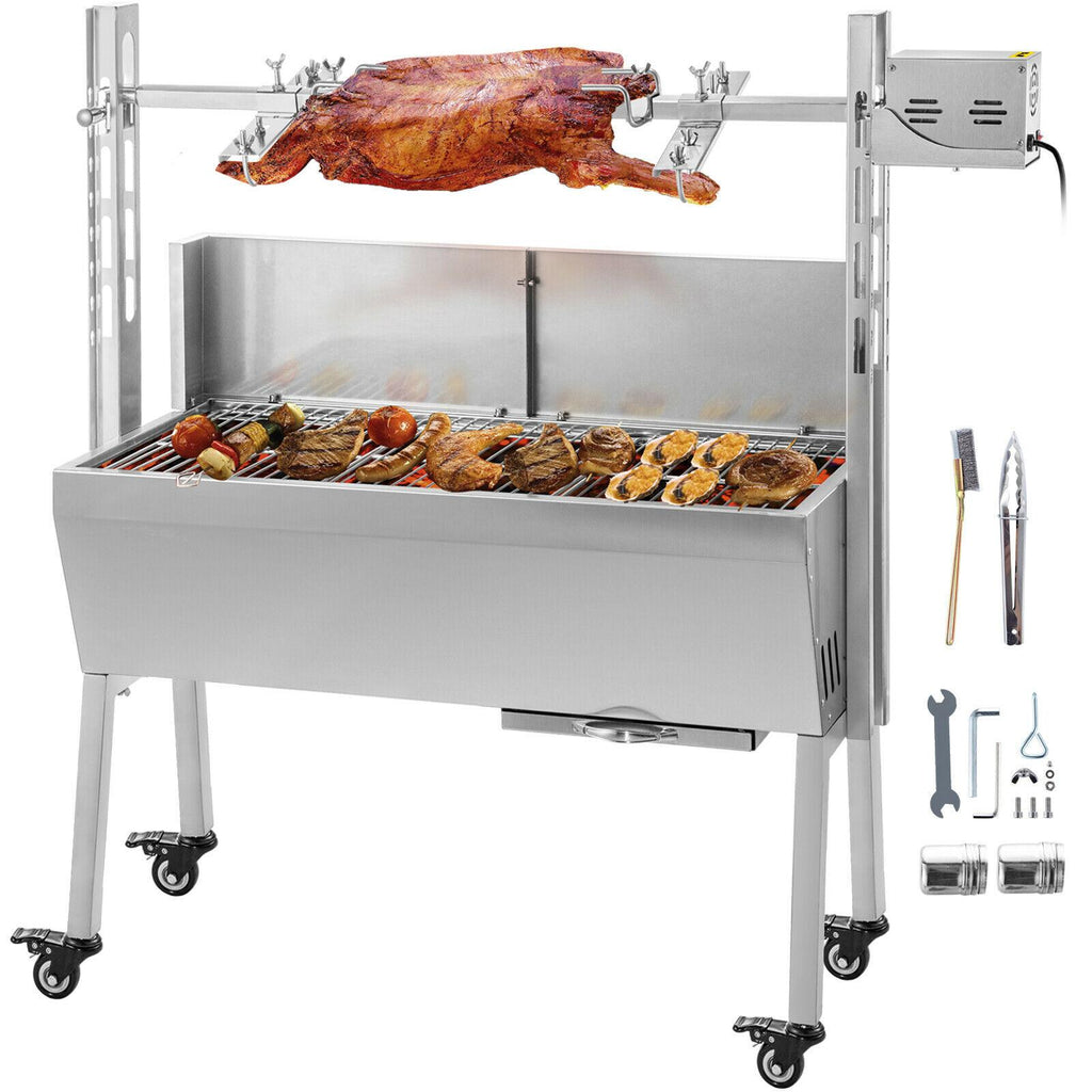 25W 132 Lbs  Lamb BBQ Roaster Rotisserie Spit Barbecue Chicken 9 Grill