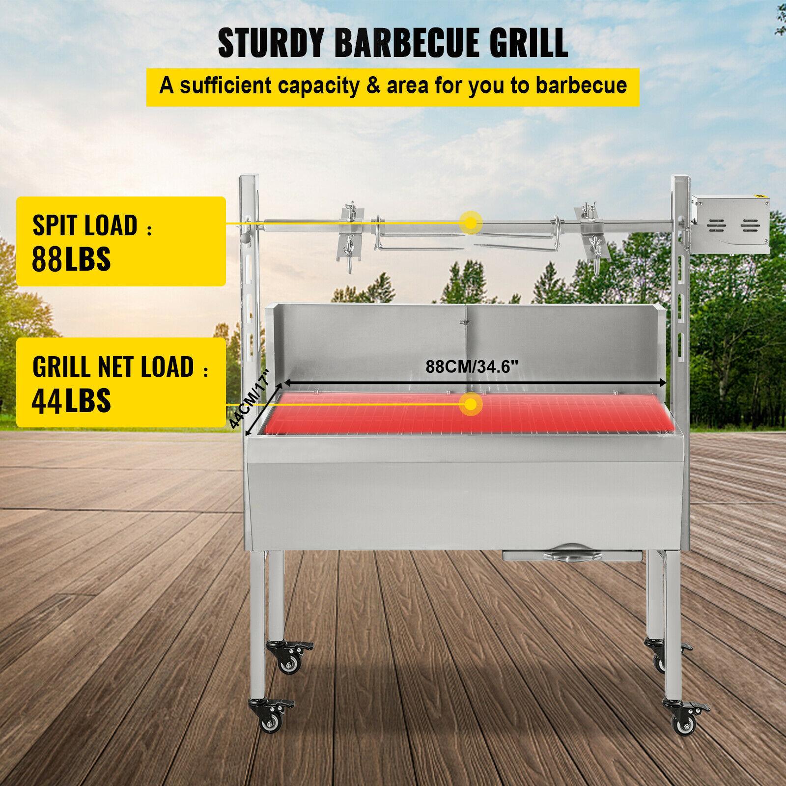 25W 132 Lbs  Lamb BBQ Roaster Rotisserie Spit Barbecue Chicken 9 Grill