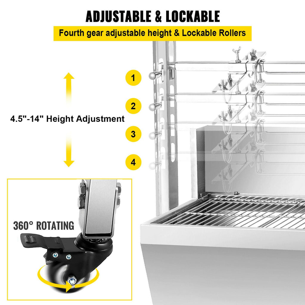 25W 132 Lbs  Lamb BBQ Roaster Rotisserie Spit Barbecue Chicken 9 Grill