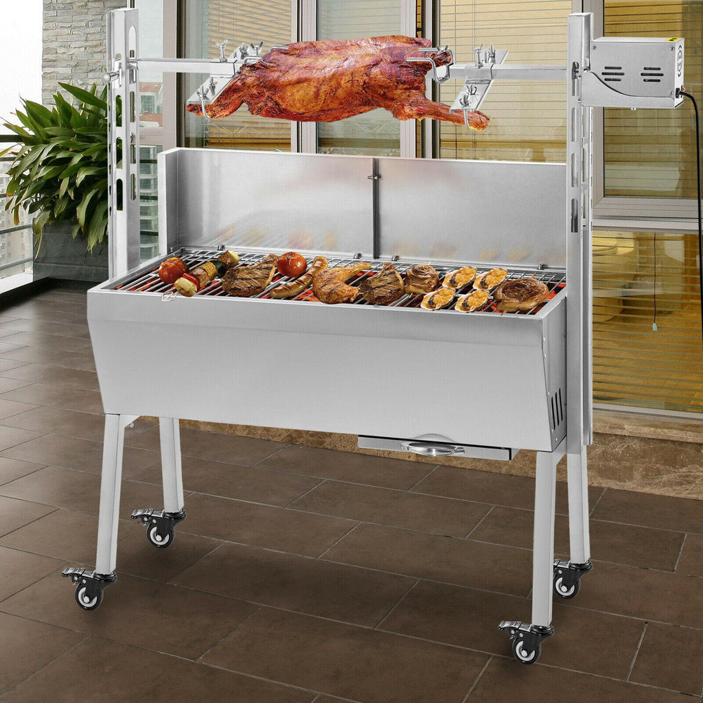 25W 132 Lbs  Lamb BBQ Roaster Rotisserie Spit Barbecue Chicken 9 Grill