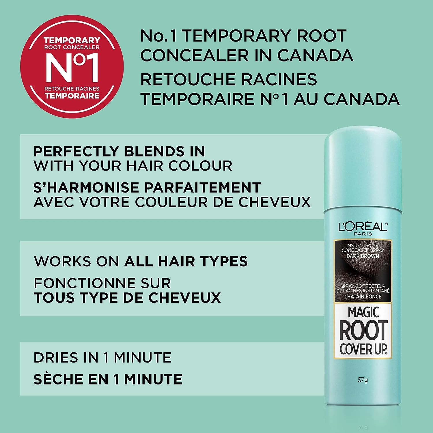 L'Oreal Paris Magic Root Cover Up Gray Concealer Spray, Medium Brown, 2 Oz(Packaging May Vary)