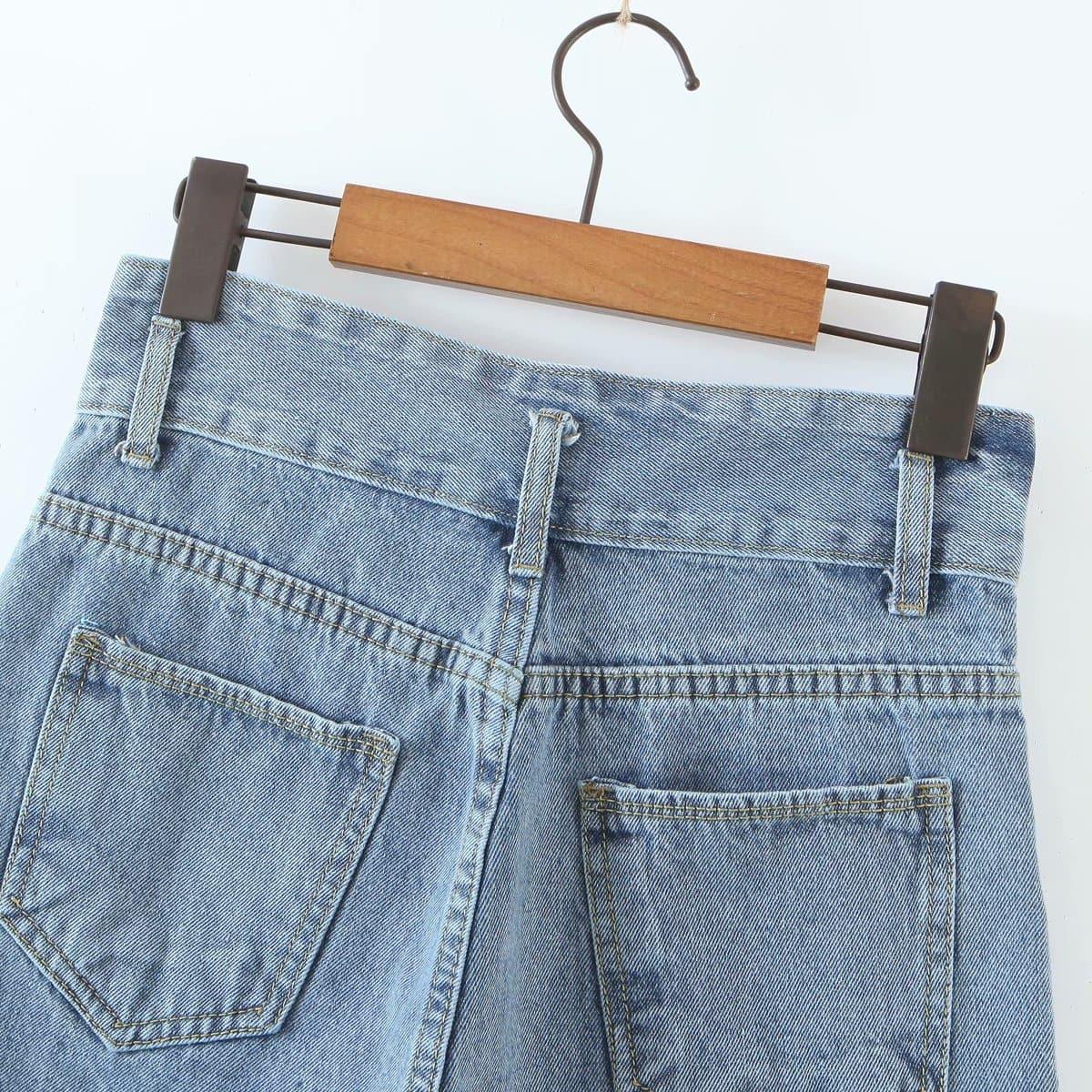 high-waist embroidery wide leg shorts
