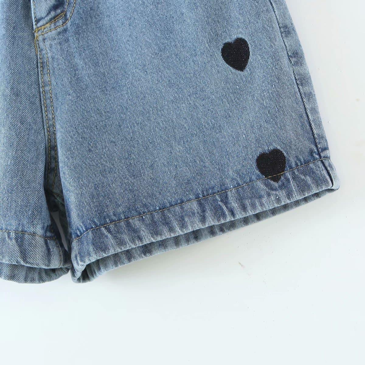 high-waist embroidery wide leg shorts