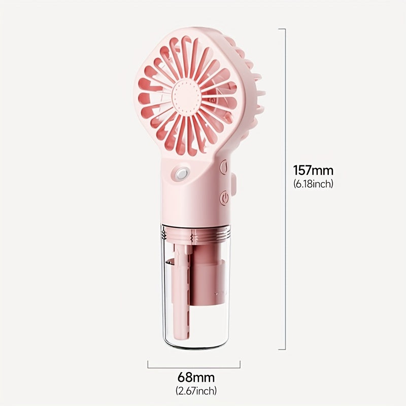 Portable Rechargeable Handheld Misting Fan - Battery Operated Mini Face Steamer for Travel &amp; Outdoors